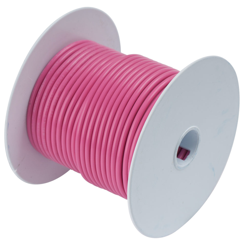Ancor Pink 16 AWG tinned copper wire, 100-foot spool, suitable for electrical and marine wiring applications.