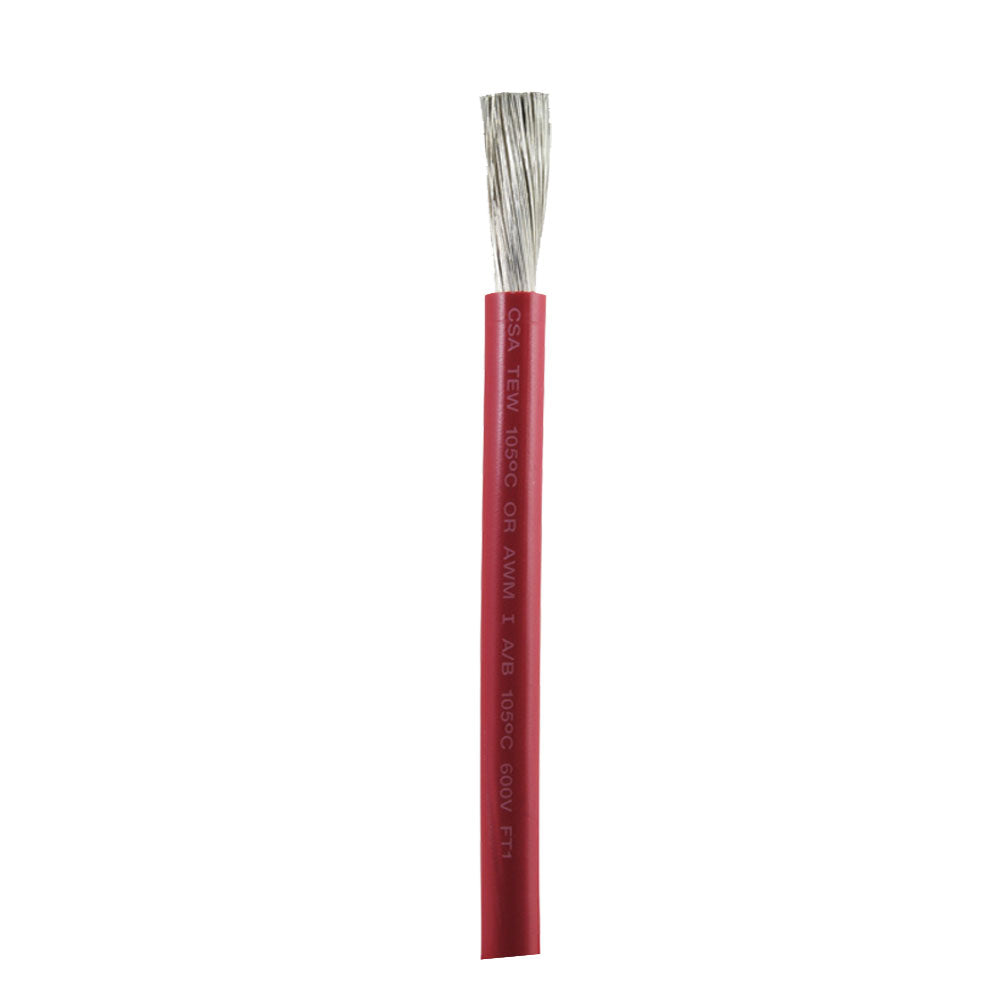 Ancor Red 1 AWG Battery Cable wire, sold by the foot, showing the durable insulated copper wire for automotive or marine use.