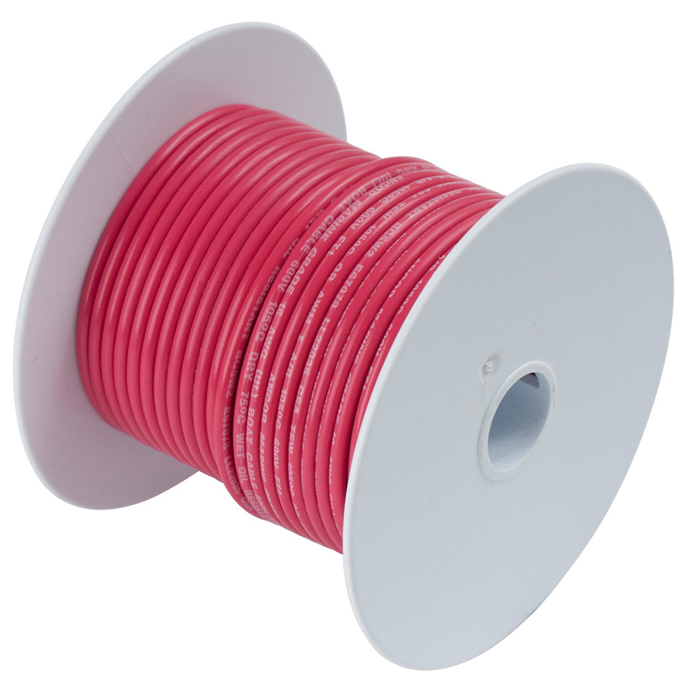 Ancor Red 12 AWG tinned copper wire spool, 250 feet, with red insulation and flexible copper conductors for electrical wiring.