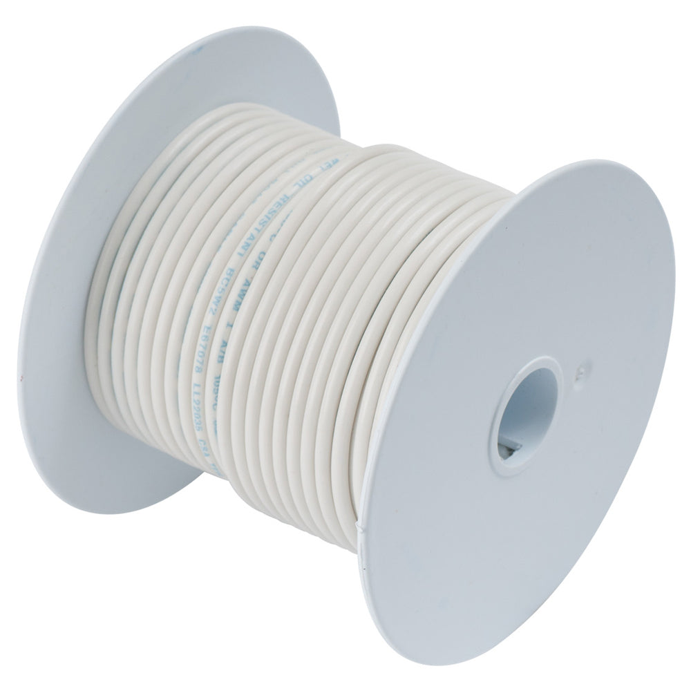 Ancor White 16 AWG tinned copper wire, 250-foot spool, showcasing the white insulated wire for electrical and marine applications.