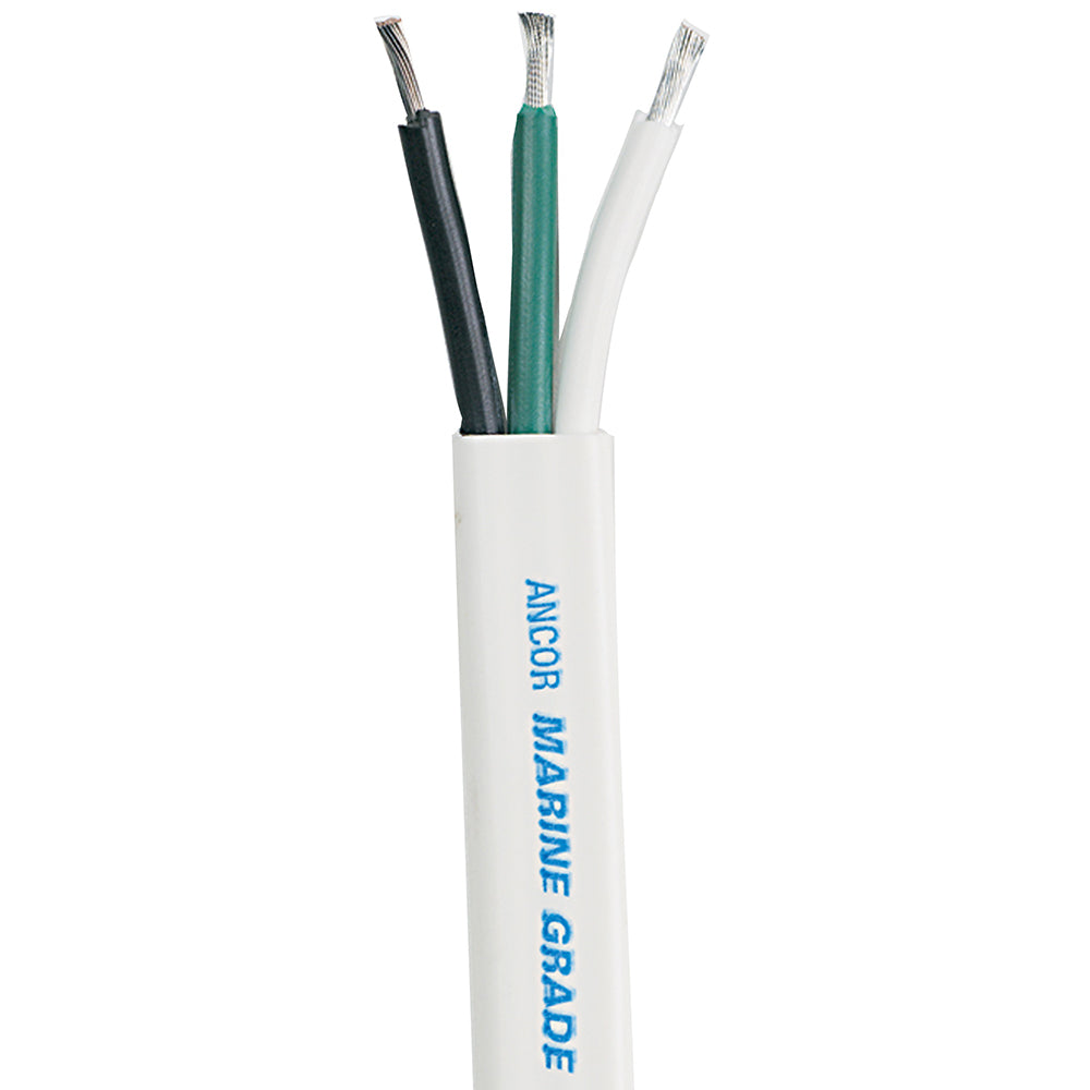 Ancor white triplex cable, 12/3 AWG, flat wire, 250-foot roll for marine or electrical wiring applications.