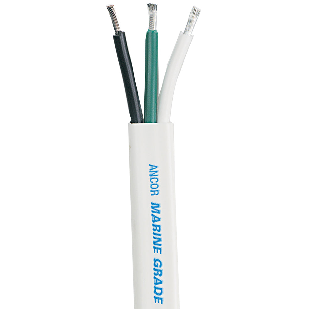 Ancor white triplex cable, 14/3 AWG wire, 500 feet length, used for marine electrical wiring applications.