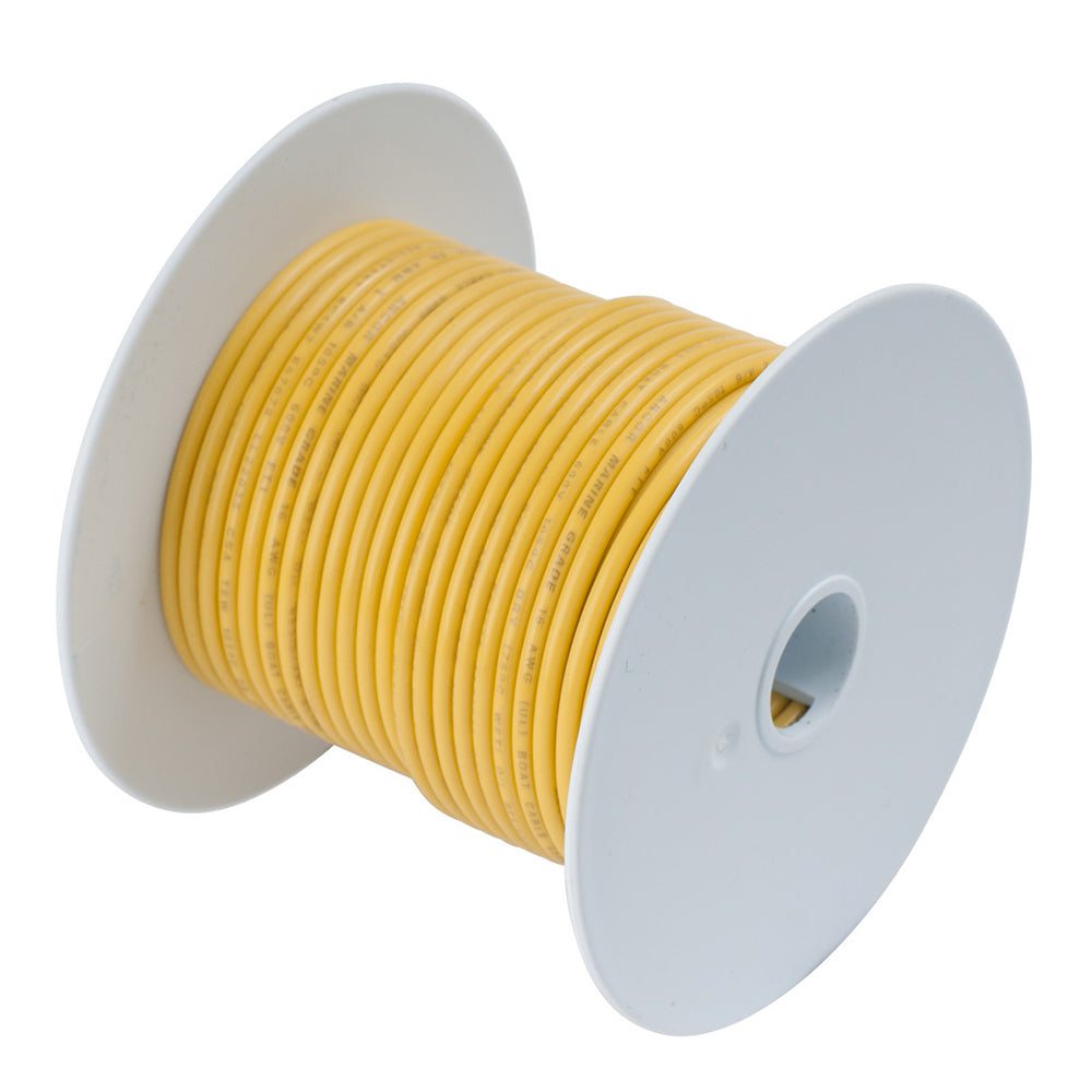 Ancor Yellow 6 AWG tinned copper wire, 50-foot length, showing the insulated wire coiled with yellow coating for electrical use.
