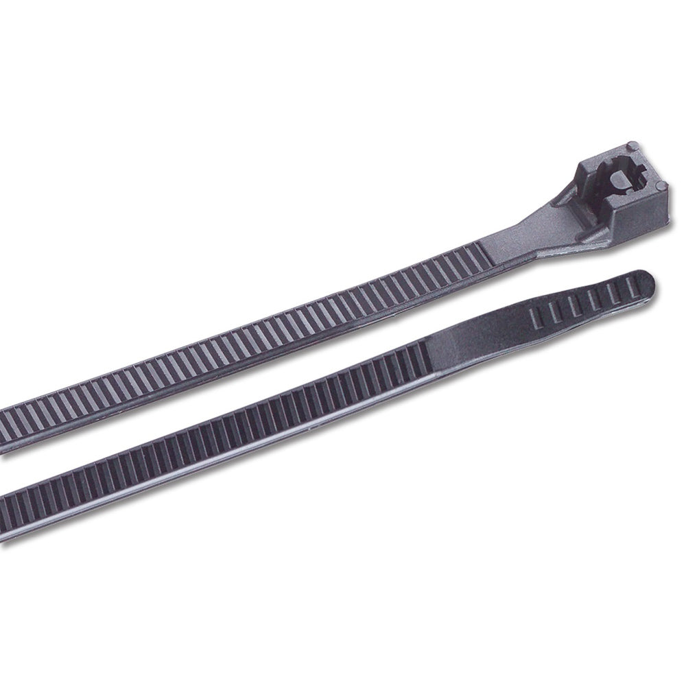Ancor 14-inch UV black standard cable zip ties for wire management, 100-pack, durable plastic with secure locking mechanism.
