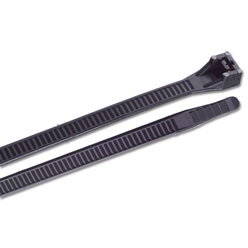Ancor 17-inch UV black heavy-duty cable zip ties for wire management, shown in a 10-pack, durable and weather-resistant.