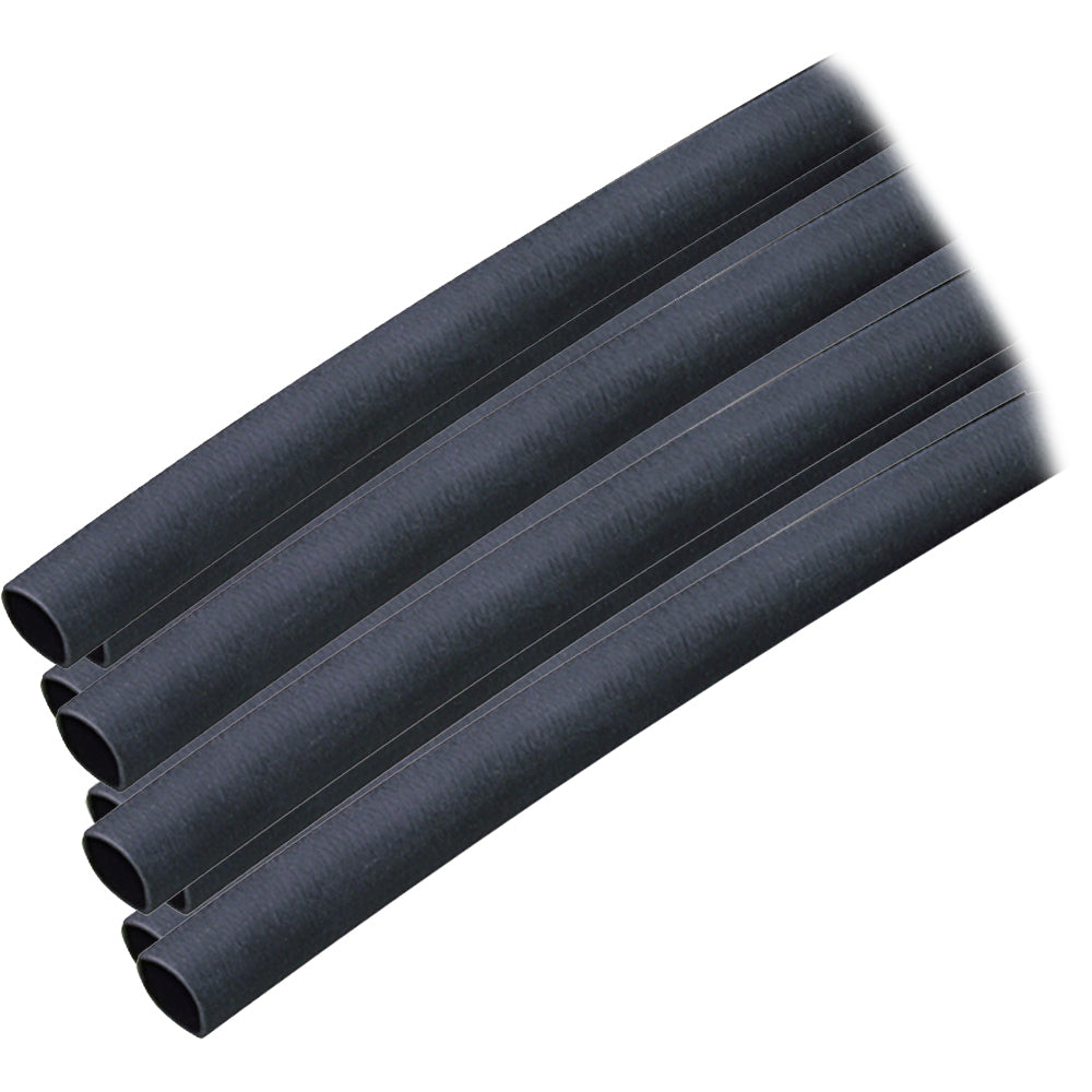 Black Ancor adhesive-lined heat shrink tubing, 1/4 inch by 6 inches, shown in a 10-pack for wire management applications.