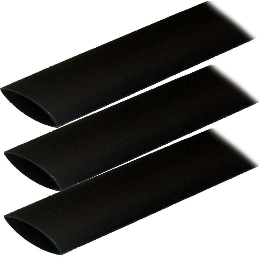 Black Ancor adhesive-lined heat shrink tubing, 1" x 12", wire management, 3-pack, with visible heat shrink tube and adhesive lining.