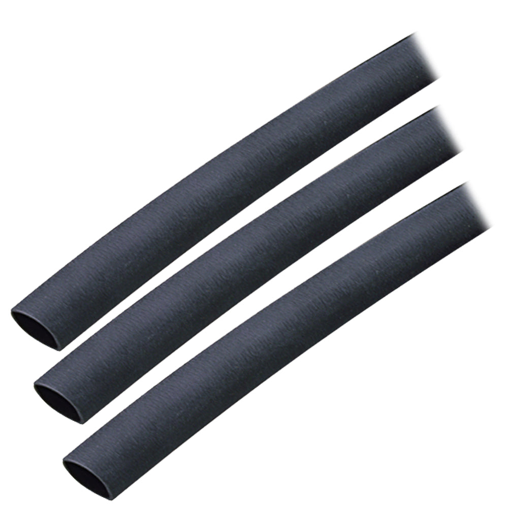 Black Ancor adhesive-lined heat shrink tubing, 3/8" x 3", 3-pack, used for wire management and electrical insulation.