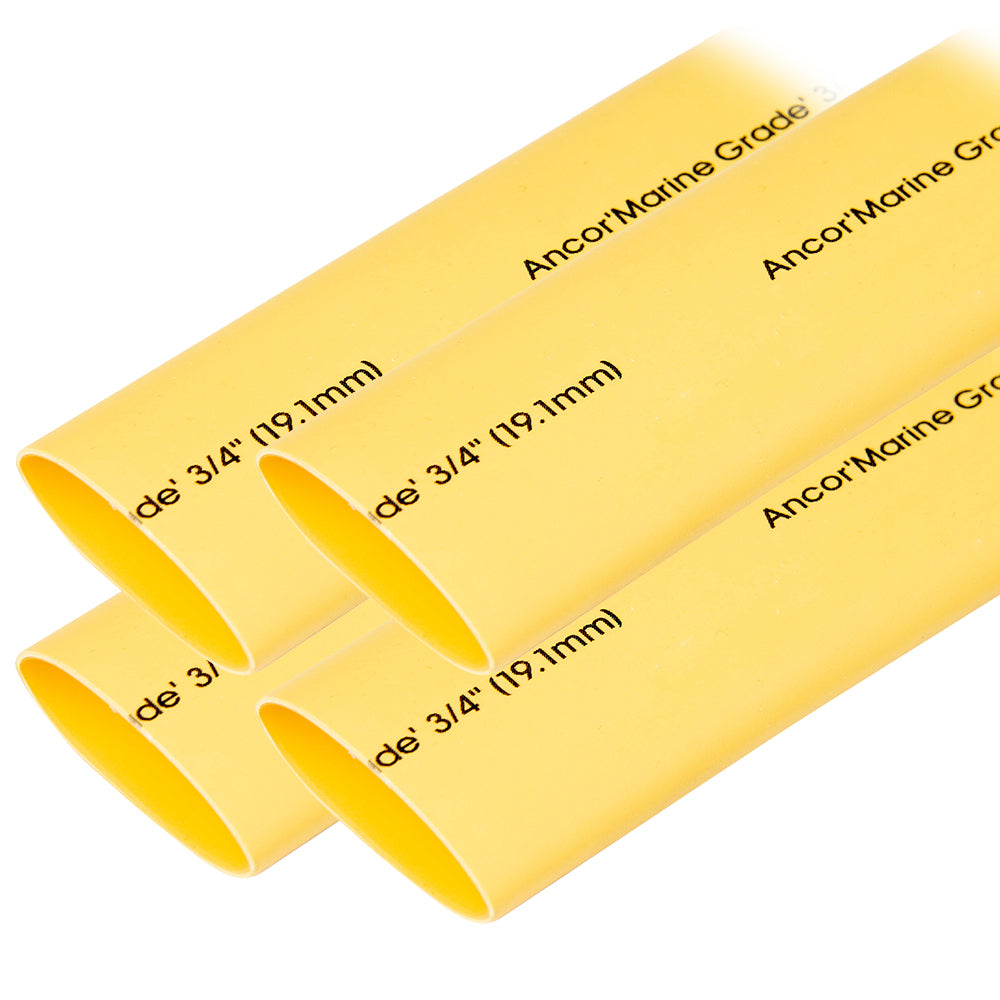 Gaine thermorétractable Ancor 3/4" x 6" - Jaune - 4 pièces