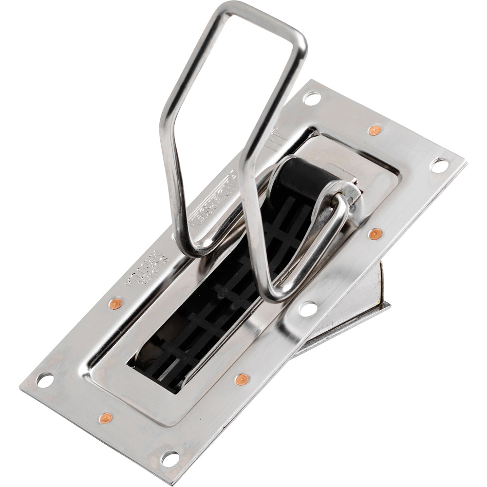 Andersen Super Medium Bailer hardware inside mount for window installation, featuring durable metal components.
