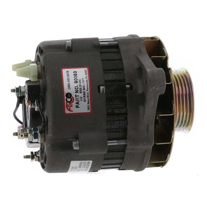 ARCO Marine Premium Replacement Alternator with multi-groove serpentine pulley, 12V, 65A, for marine engines.