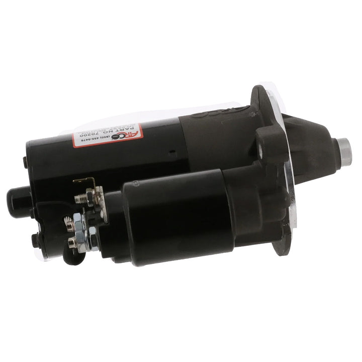 ARCO Marine high-performance inboard starter with gear reduction and permanent magnet, showing clockwise rotation and compact design.