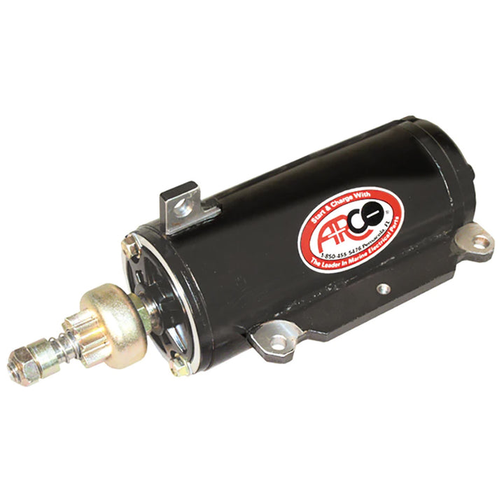 ARCO Marine Johnson/Evinrude outboard starter for V6 engines with 8-tooth gear, designed for marine outboard motor applications.