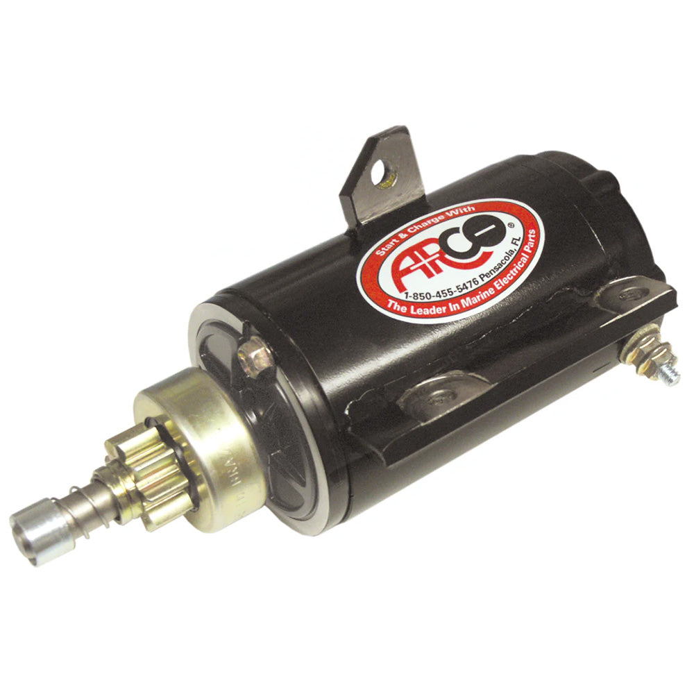 ARCO Marine outboard starter for Evinrude 40-90 HP E-TEC models, OEM quality replacement, shown with electrical components.