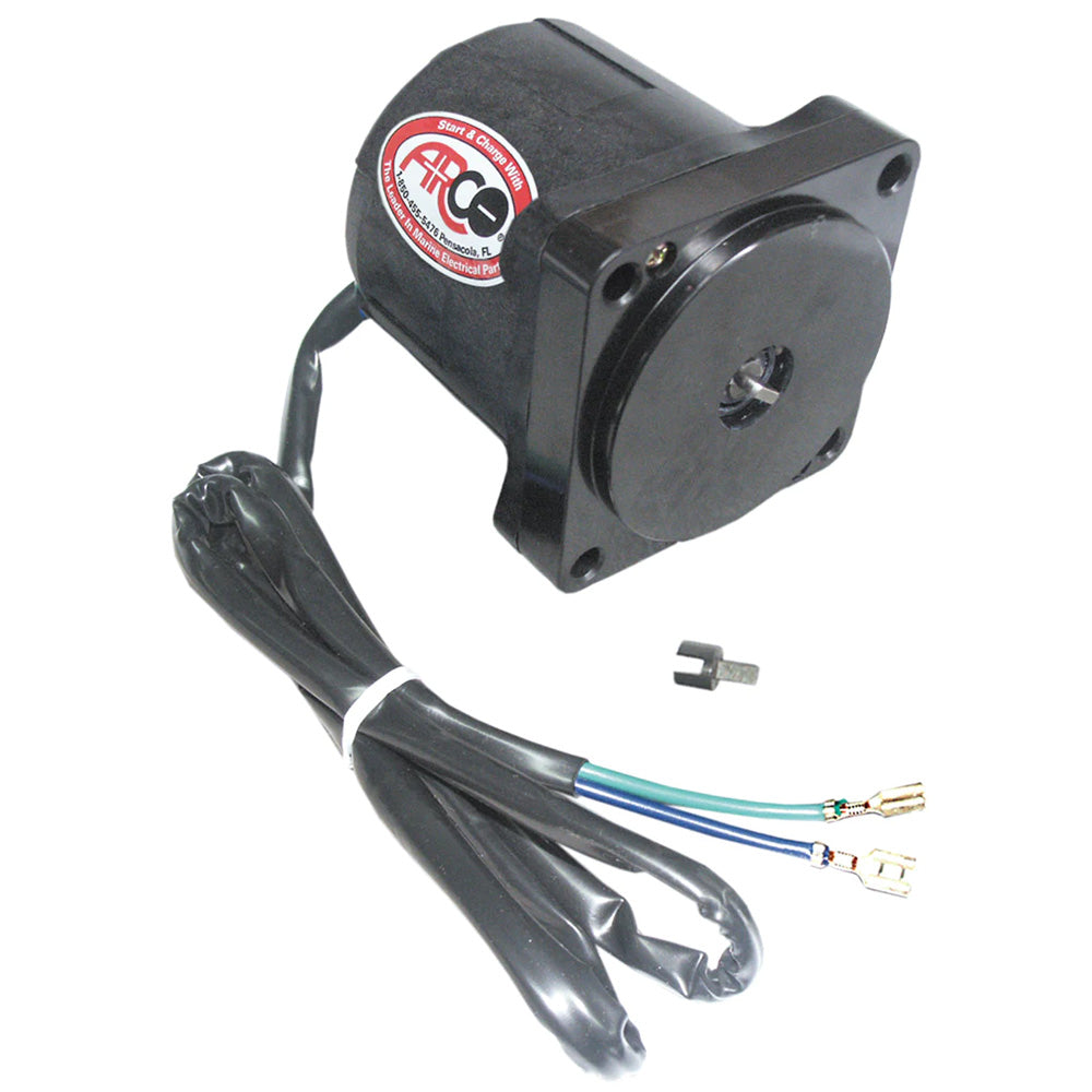 ARCO Marine tilt trim motor for Johnson/Evinrude, 2-wire, 4-bolt, flat blade shaft, designed for marine outboard motor tilt systems