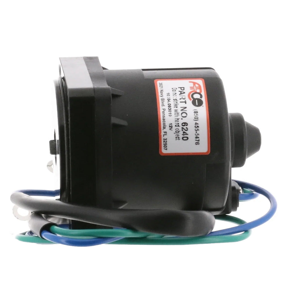 ARCO Marine Yamaha 4-bolt outboard tilt trim motor, showing the compact motor with mounting bolts and electrical connections.