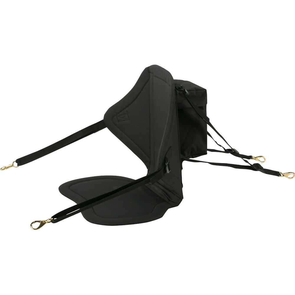 Attwood Marine foldable sit-on-top kayak seat with clip-on attachment, designed for comfort and convenience on recreational kayaks.