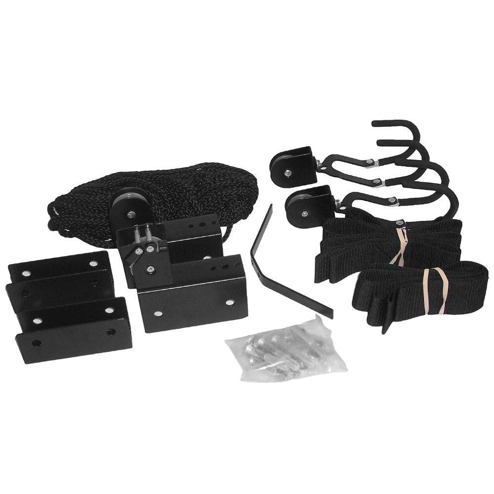 Attwood Marine black kayak hoist system accessory for lifting and storing kayaks securely.