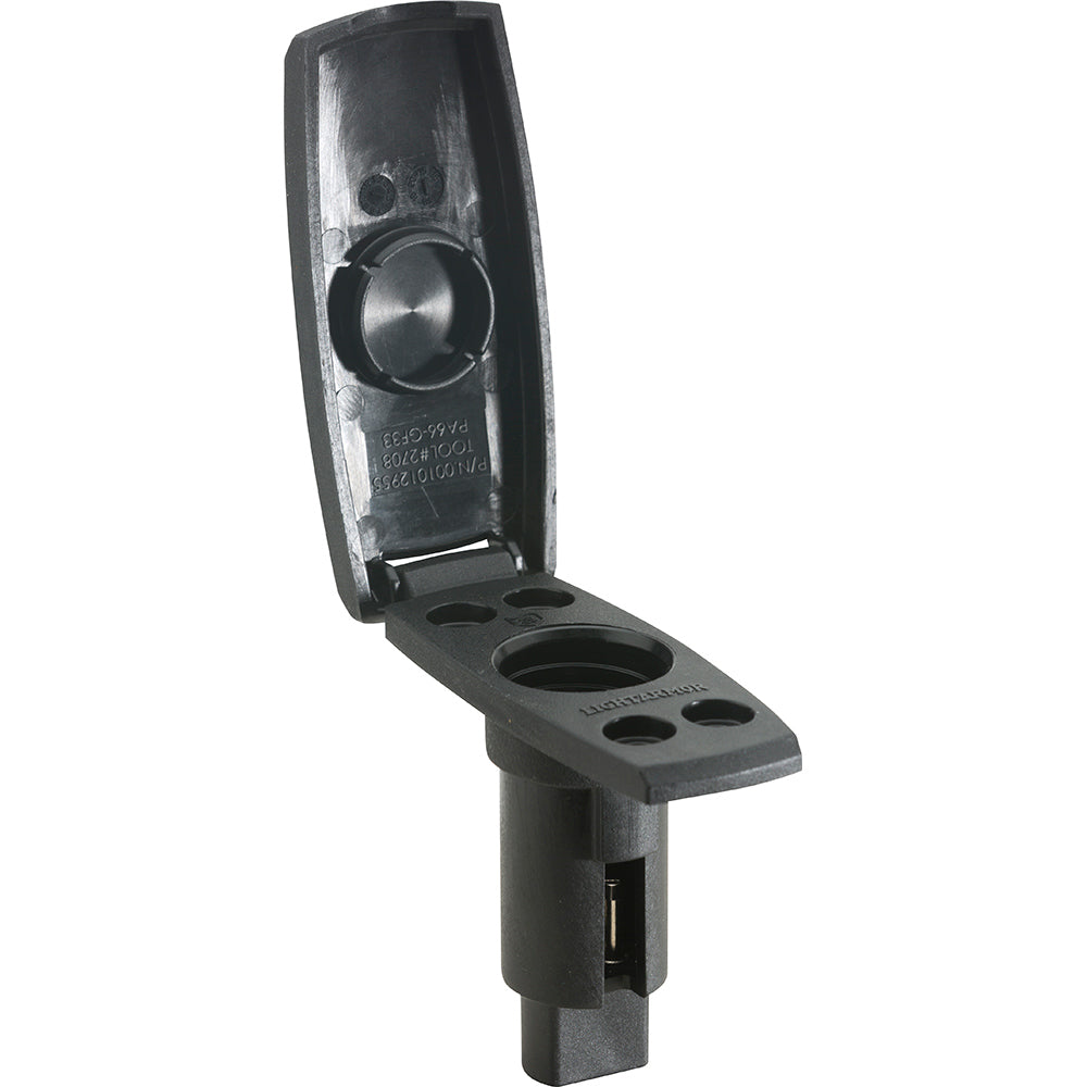 Attwood Marine LightArmor 2-pin plug-in base in black, rectangular marine accessory for lighting connections