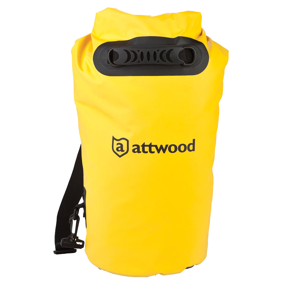 Attwood Marine 20-liter dry bag backpack, waterproof outdoor gear with adjustable straps for boating and outdoor activities.