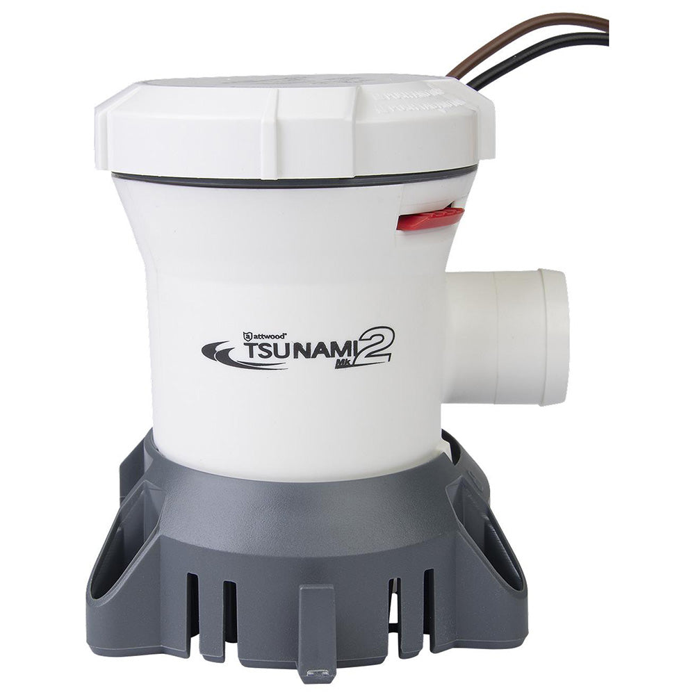 Attwood Tsunami MK2 manual bilge pump in white, 12V marine bilge pump with 1200 GPH capacity, designed for boat bilge drainage.