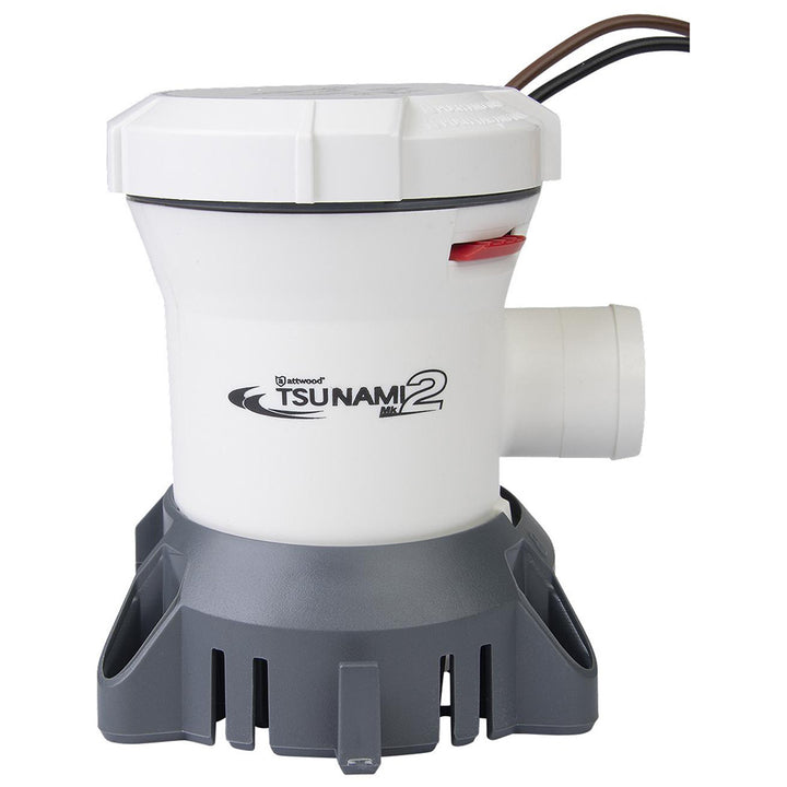 Attwood Tsunami MK2 manual bilge pump in white, 12V marine bilge pump with 1200 GPH capacity, designed for boat bilge drainage.
