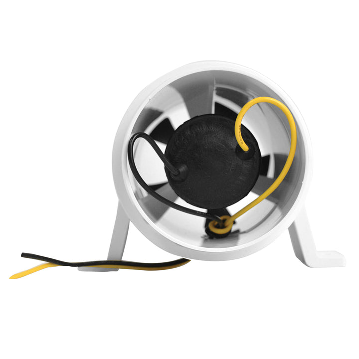 Attwood Marine Turbo 3000 Series 12V water-resistant in-line blower in white, designed for marine ventilation and heating systems.