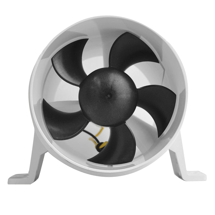 Attwood Marine Turbo 4000 Series II 12V water-resistant in-line blower in white, designed for marine ventilation and heating.