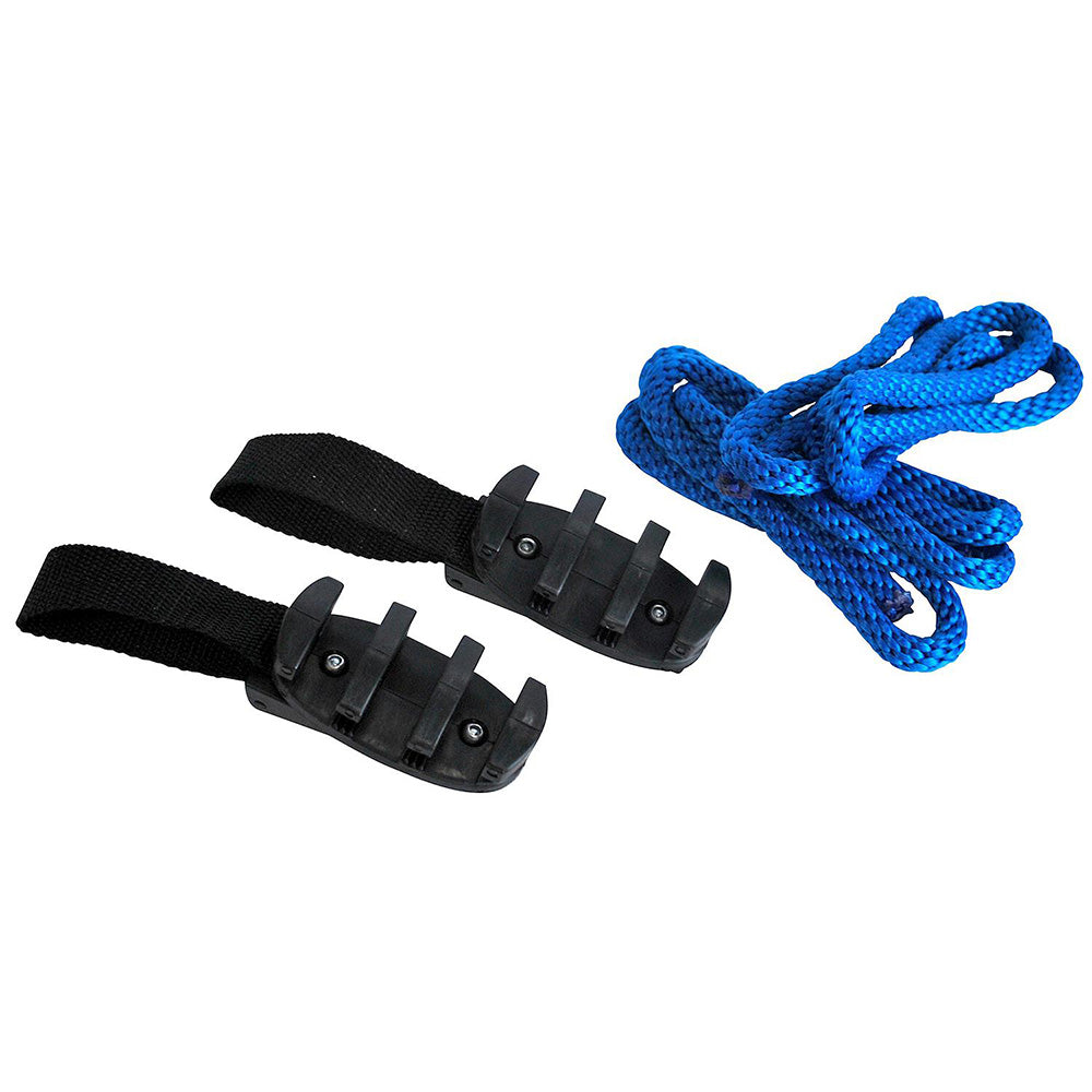 Attwood Marine Zig-Zag Fender Hanger pair with four fender lines, durable marine fender accessories for boat protection and docking.