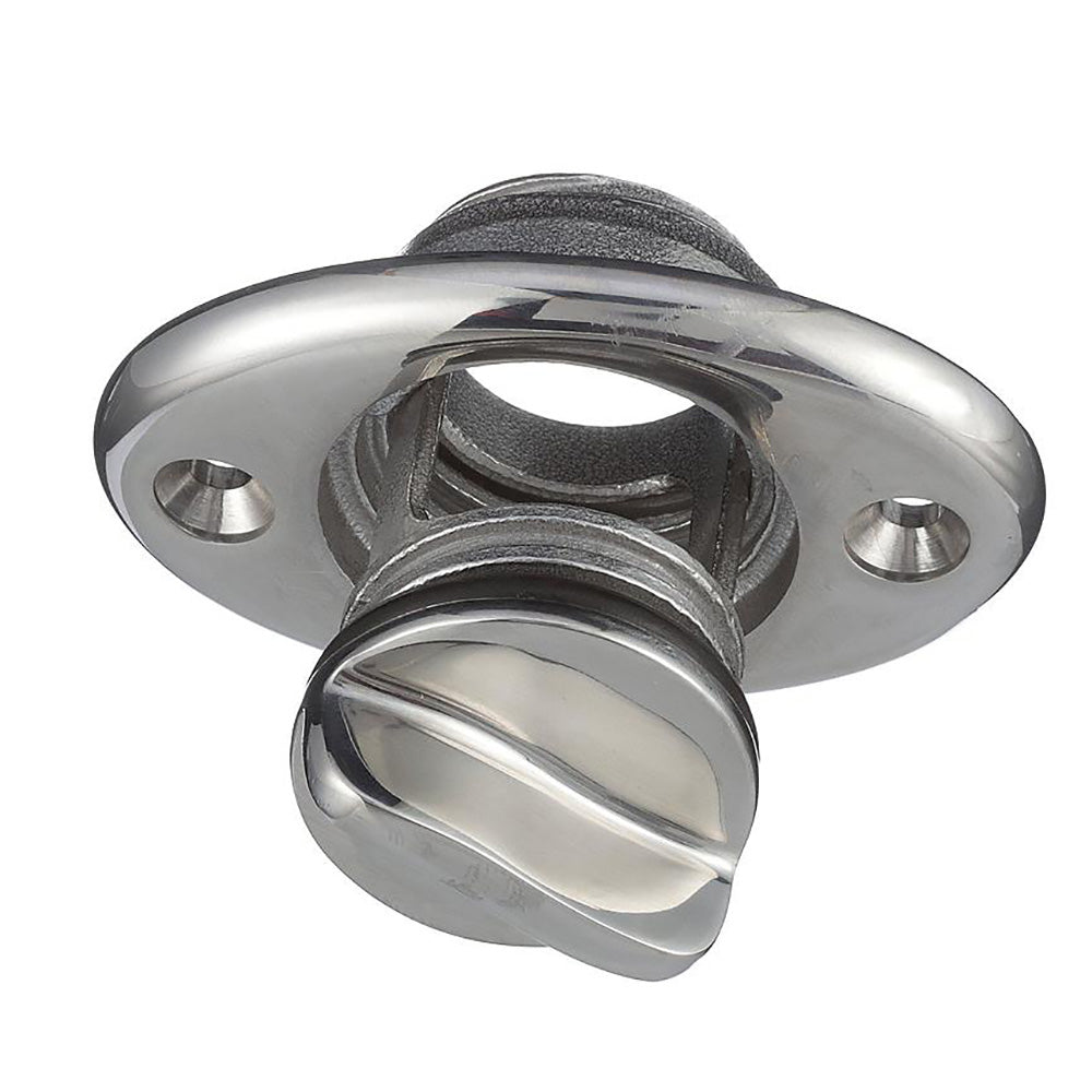 Attwood Marine stainless steel garboard drain plug, 7/8-inch diameter, fitting for boat hull drainage systems.