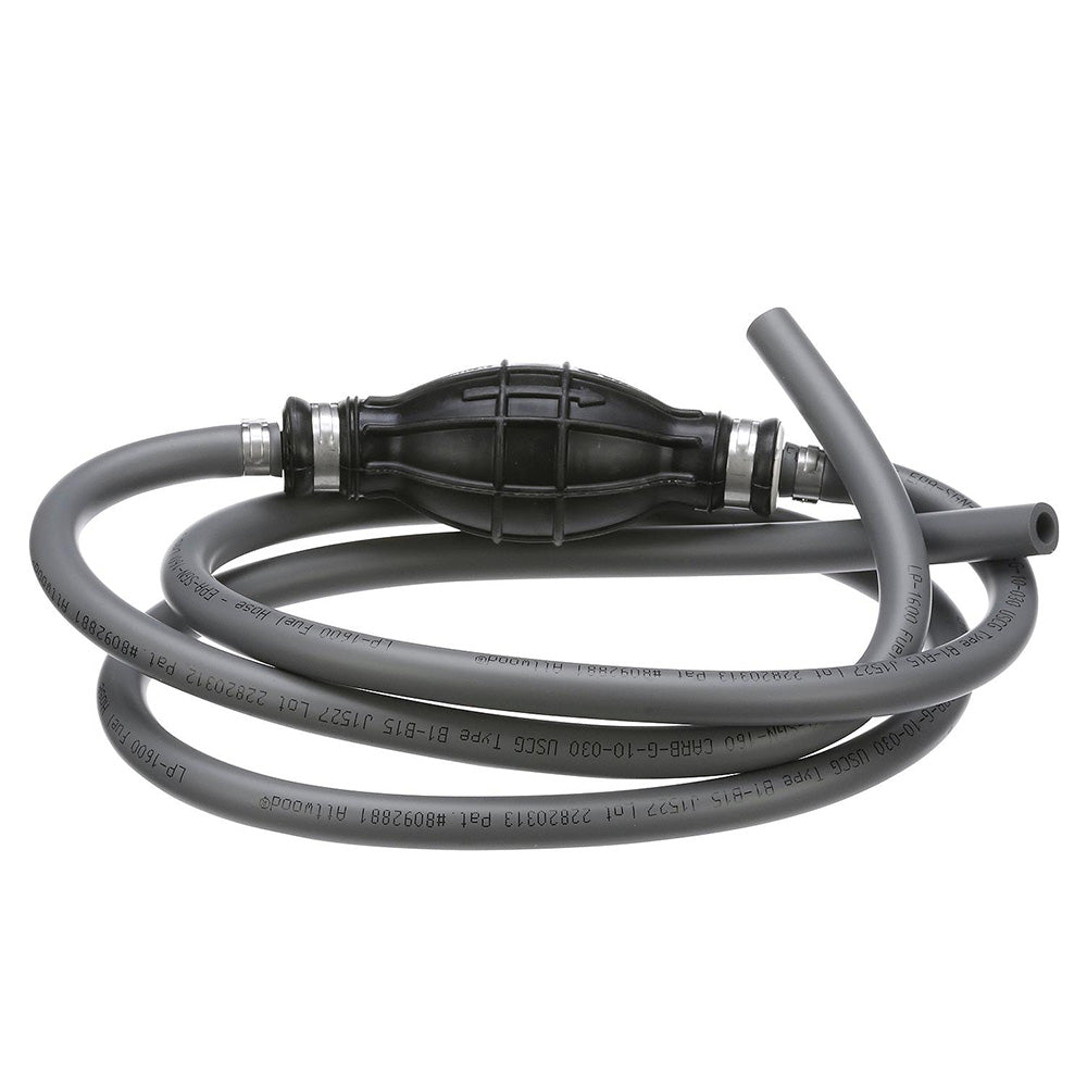 Attwood Marine universal fuel line kit with 5/16-inch diameter fuel hose and fittings, 6 feet long.