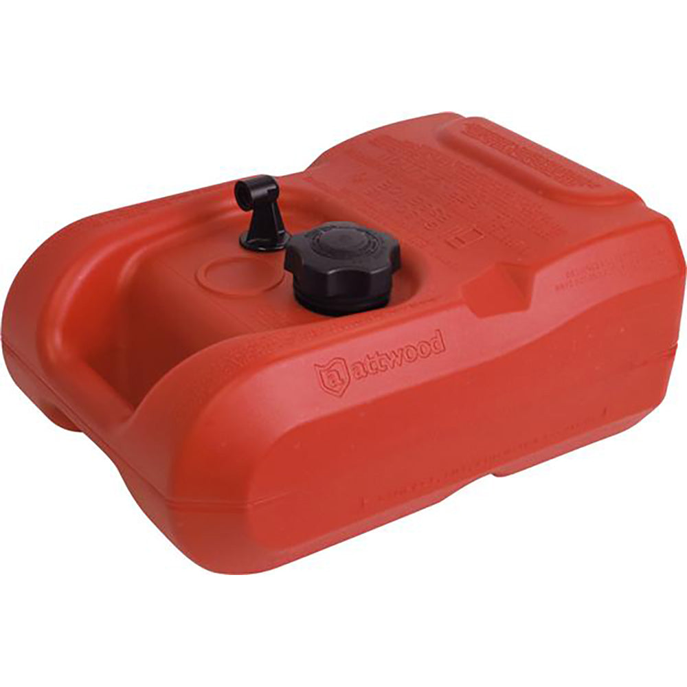 Attwood Marine 6-gallon portable fuel tank without gauge, durable fuel tank for boats and marine use.