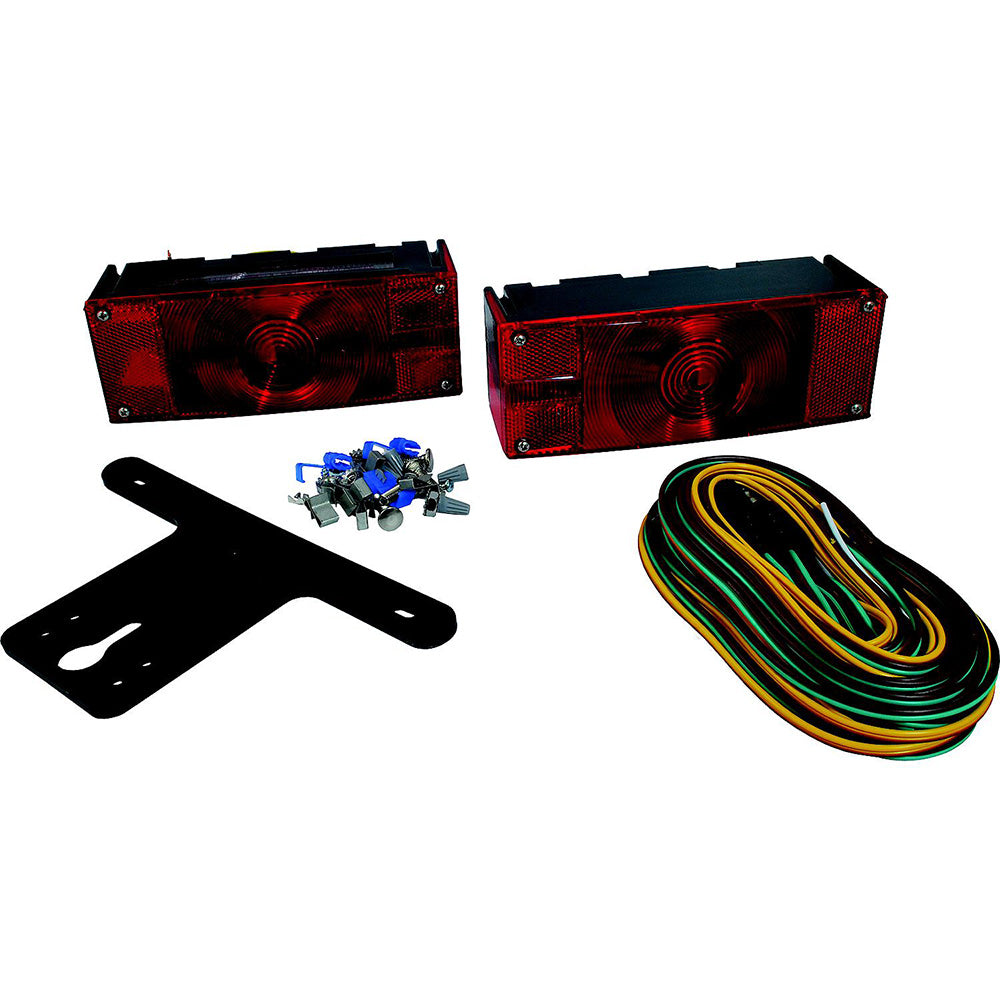 Attwood Marine low-profile submersible trailer light kit with wiring and LED lights for boat trailers.