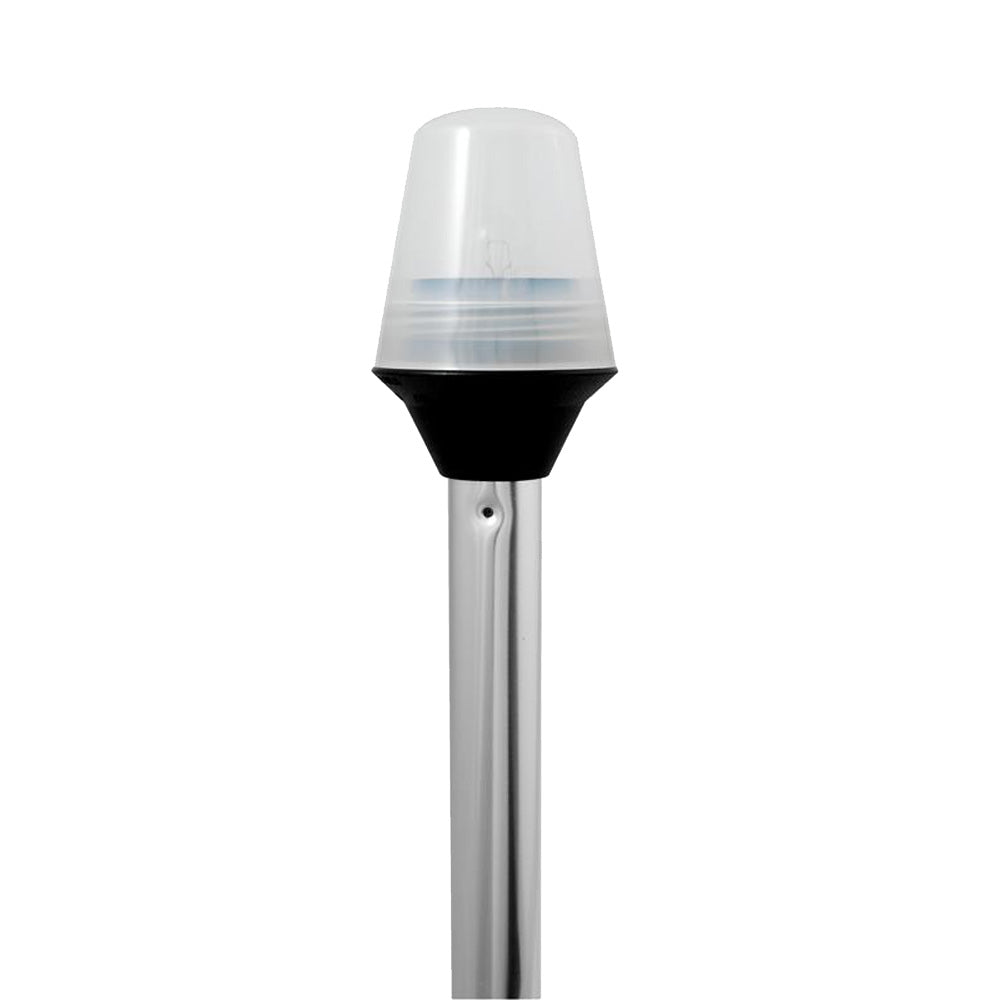 Attwood Marine Frosted Globe All-Around Navigation Light on 36-inch pole with 2-pin locking collar, 12V marine lighting.
