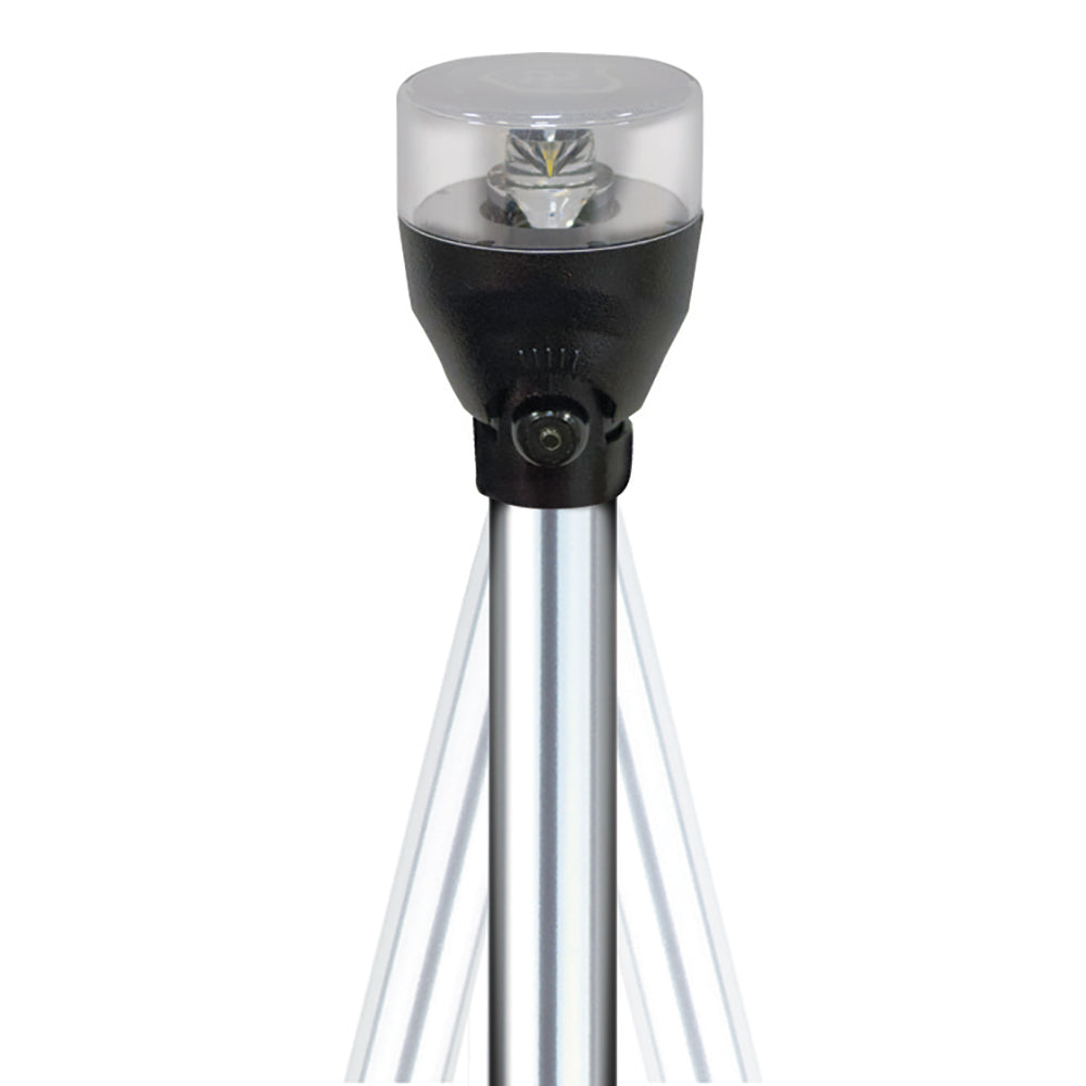 Attwood Marine LED articulating all-around navigation light mounted on a 42-inch pole for boats.