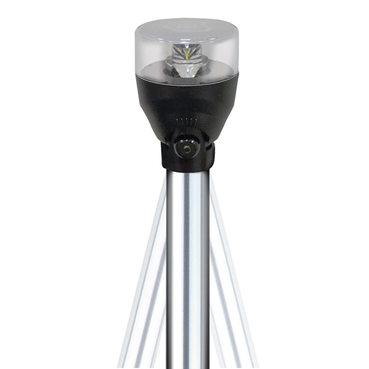 Attwood Marine LED articulating all-around navigation light mounted on a 42-inch pole for boats.