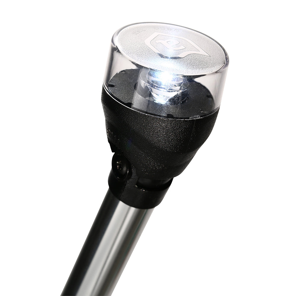 Attwood Marine LED articulating all-around navigation light mounted on a 42-inch pole, designed for boat navigation safety.