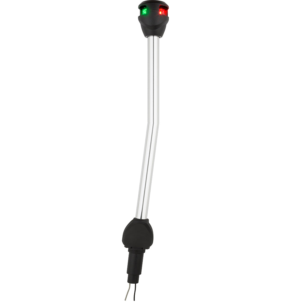 Attwood Marine LightArmor bi-color navigation pole light, angled 14-inch, for boats, with red and green LED lights.