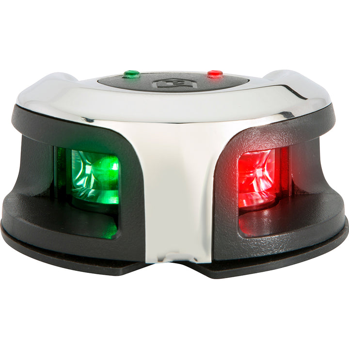 Attwood LightArmor Bow Mount Navigation Light, stainless steel bi-color navigation light with 2 nautical miles visibility on a boat.