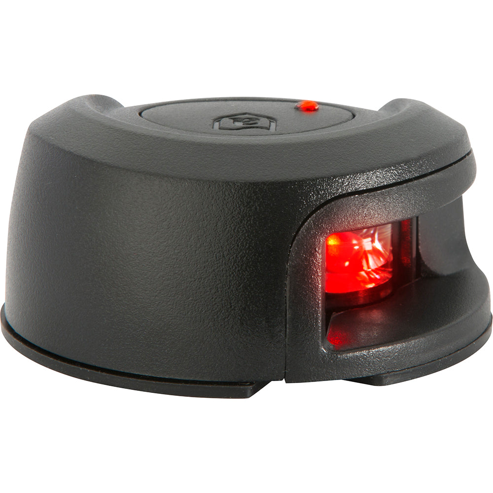 Attwood LightArmor deck mount navigation light in black composite with red port lens, 2 nautical miles visibility, for marine boats