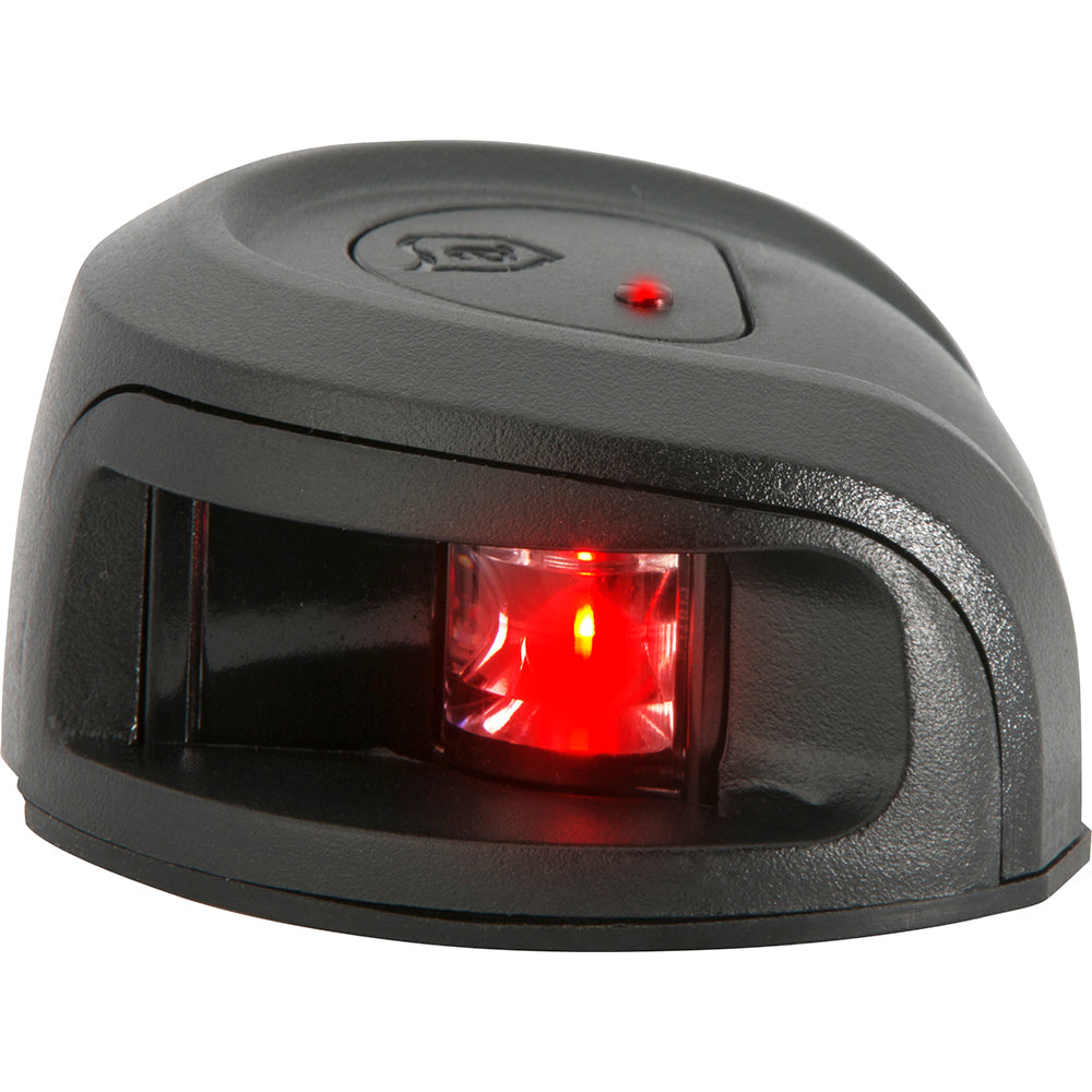 Attwood LightArmor black composite deck mount port navigation light with red lens and 2 nautical mile visibility
