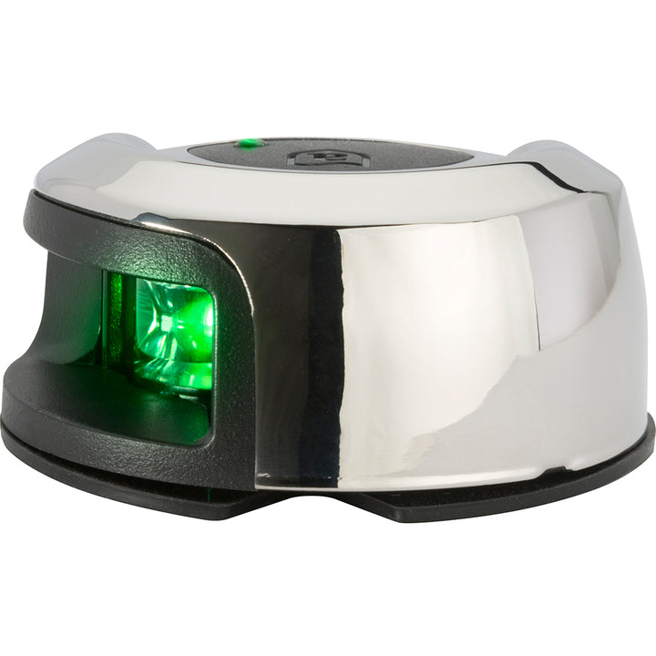 Attwood LightArmor stainless steel deck mount starboard navigation light in green for 2NM visibility on boats.