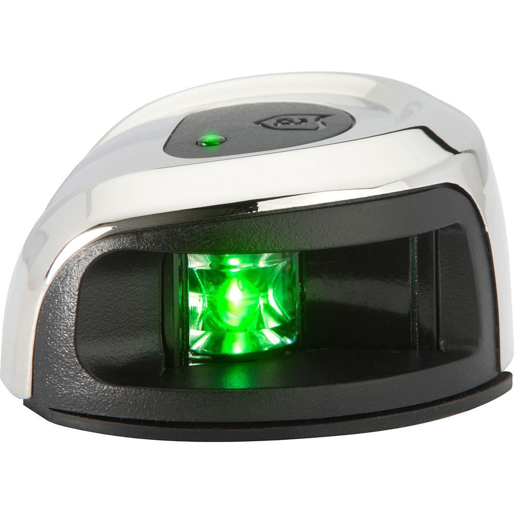 Attwood LightArmor stainless steel deck mount starboard navigation light with green lens, for 2 nautical miles visibility.