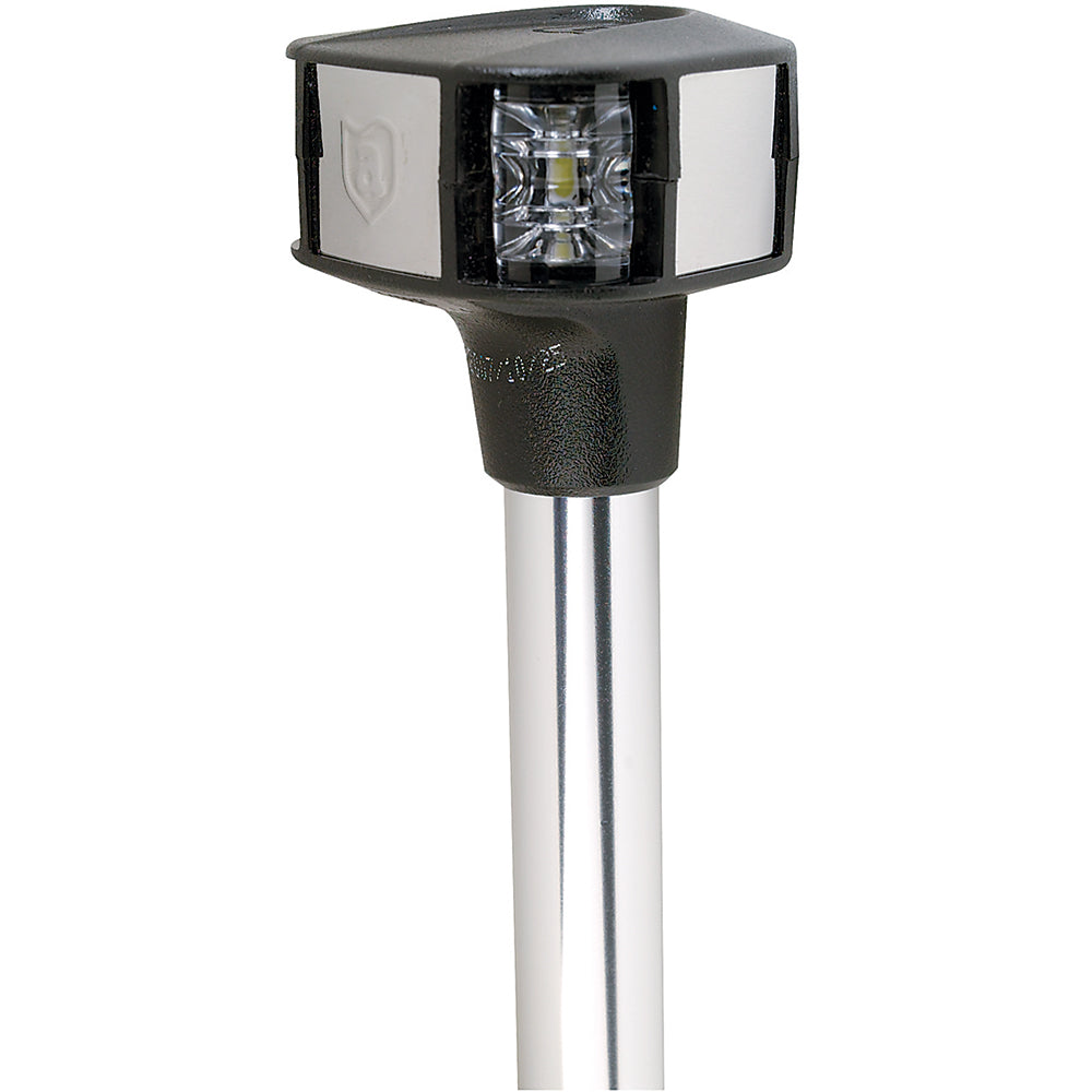 Attwood Marine LightArmor fold-down anchor/masthead navigation light, 12V, mounted on a boat for safe navigation.