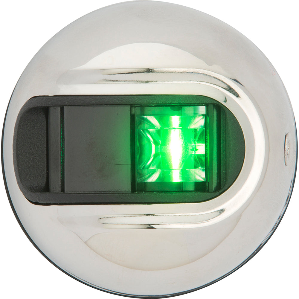 Attwood LightArmor vertical surface mount navigation light for starboard side, green LED, stainless steel, suitable for 2 nautical miles.