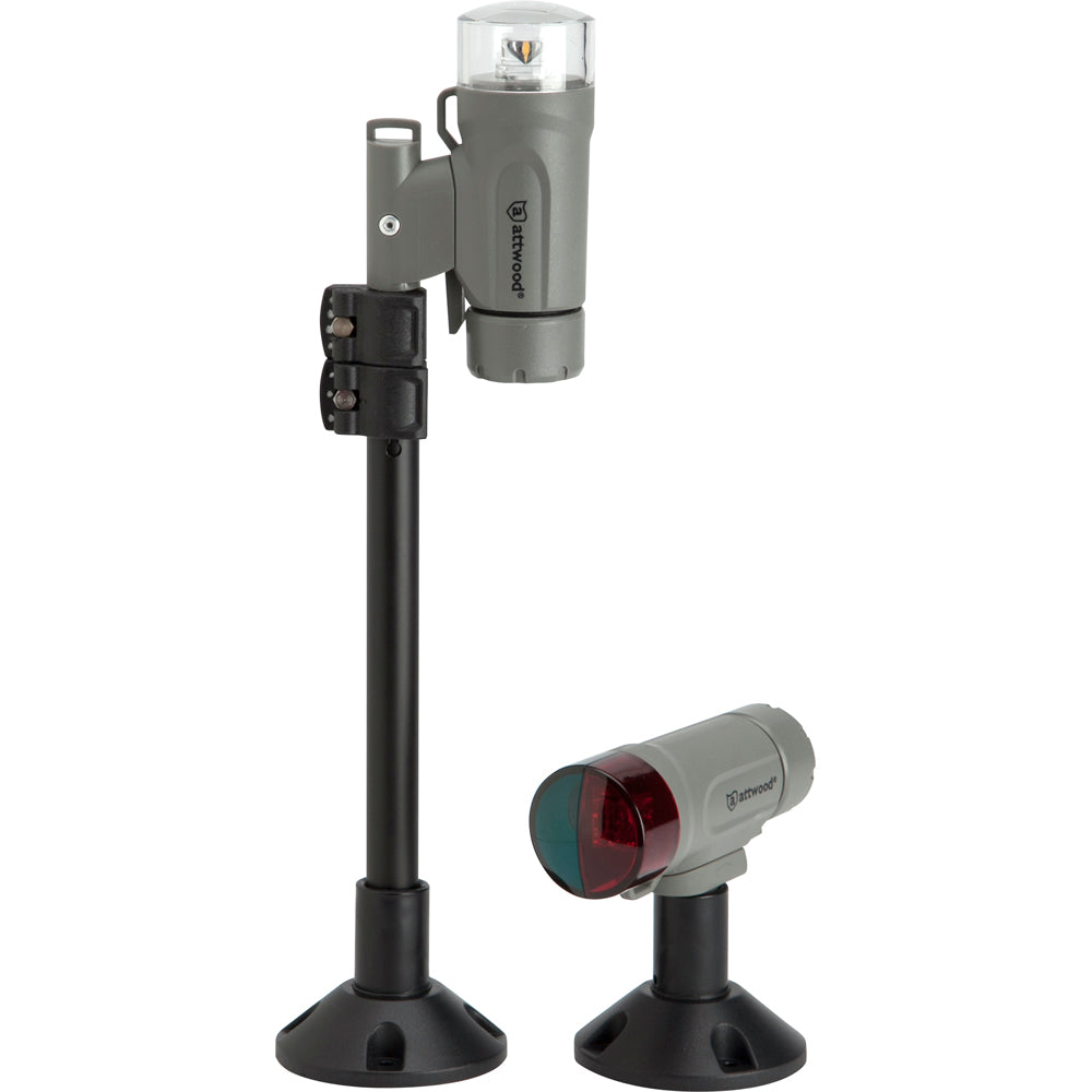 Attwood PaddleSport portable navigation light kit with gray screw-down or adhesive pad, designed for marine safety and visibility.