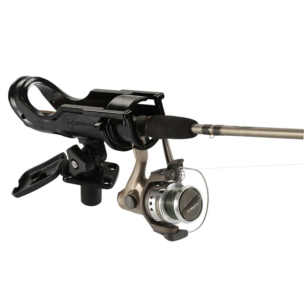Attwood Marine heavy-duty adjustable rod holder with flush mount for secure fishing rod storage on boats.