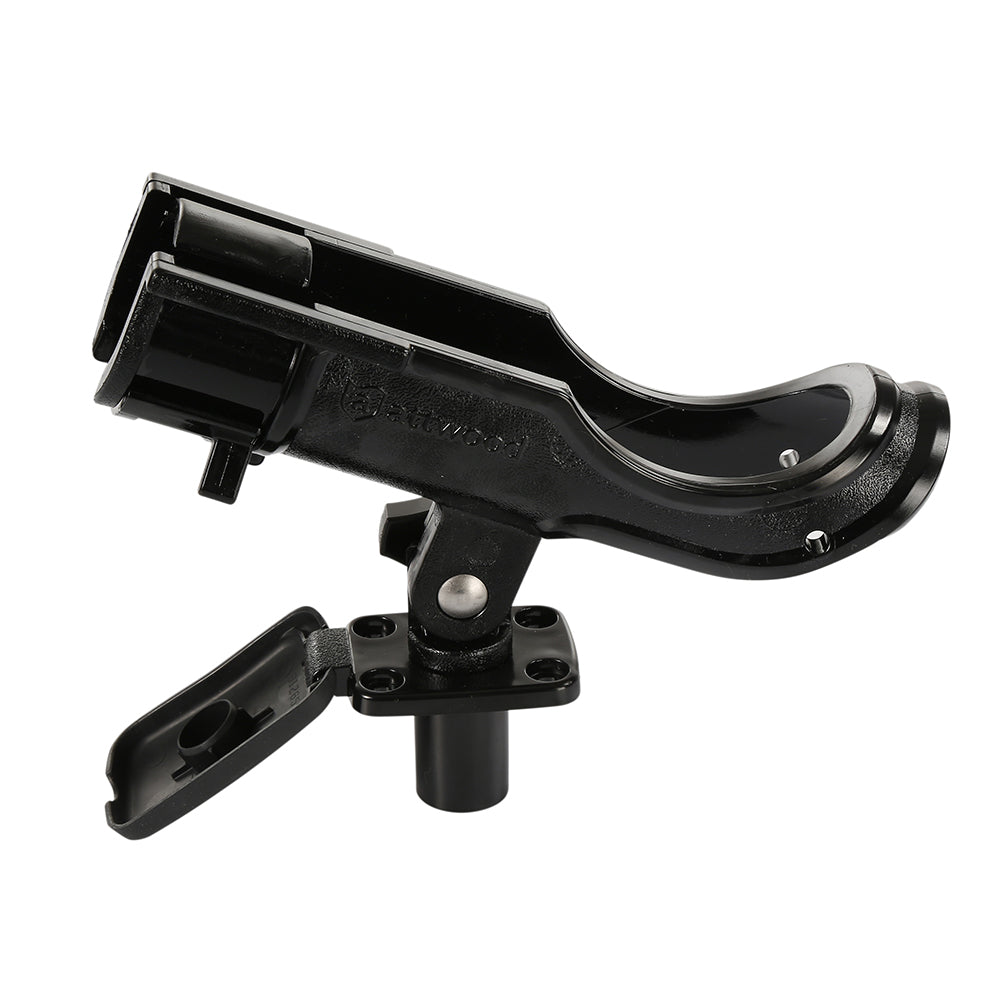Attwood Marine heavy-duty adjustable rod holder with flush mount, designed for secure fishing rod storage on boats