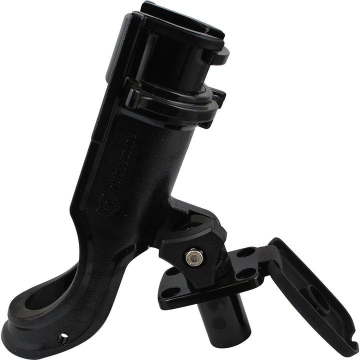 Attwood Marine heavy-duty adjustable rod holder with flush mount, designed for secure fishing rod storage on boats