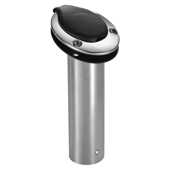 Attwood Marine Standard Series 15-degree black rod holder with insert, designed for secure fishing rod storage on boats.